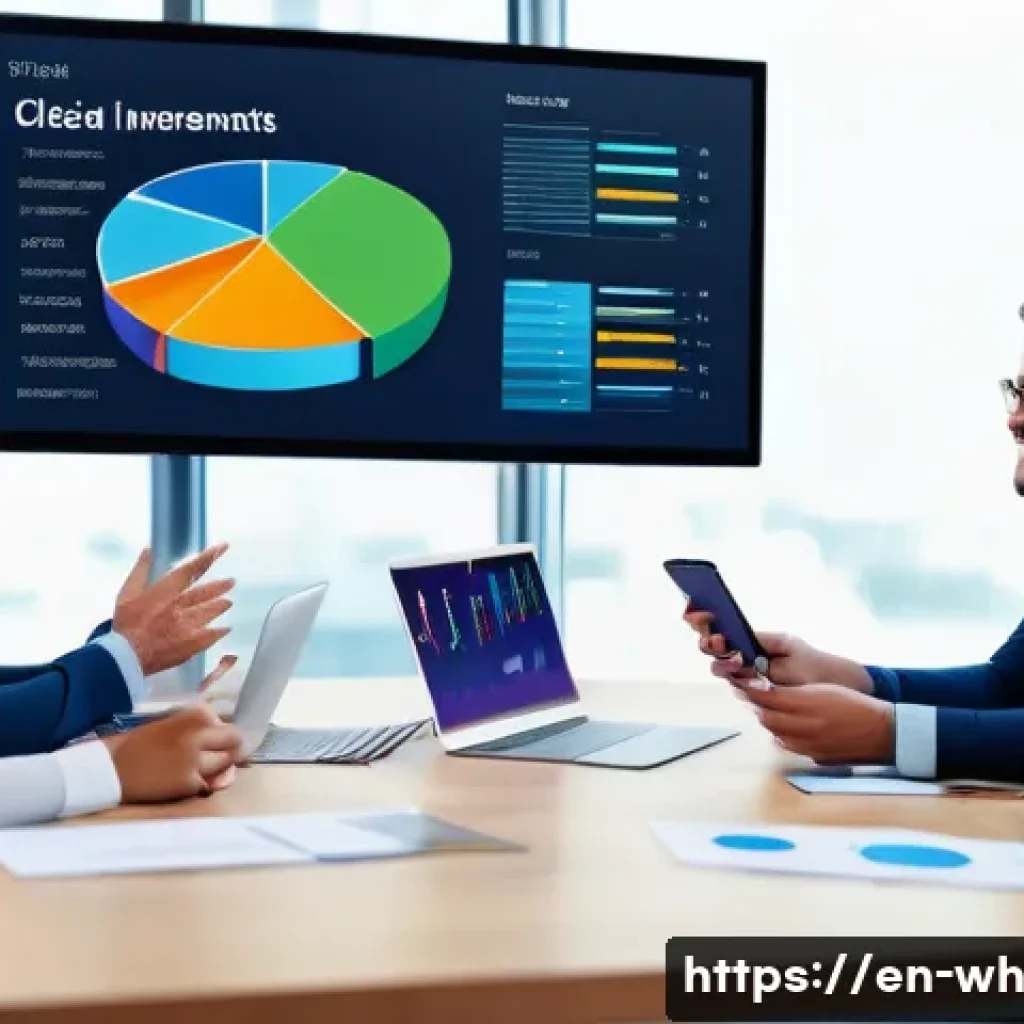 자산배분을 위한 전문가 인터뷰 - A sophisticated financial advisor’s office scene featuring a diverse group of investors—young profes...