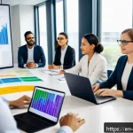 Home 23 자산배분의 윤리적 측면 - A modern office scene showing a diverse group of professionals around a sleek conference table, deep...